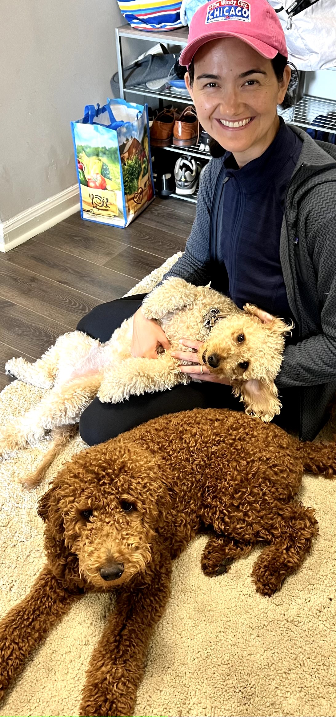 Annie Miyazaki-Grant with her two dogs.
