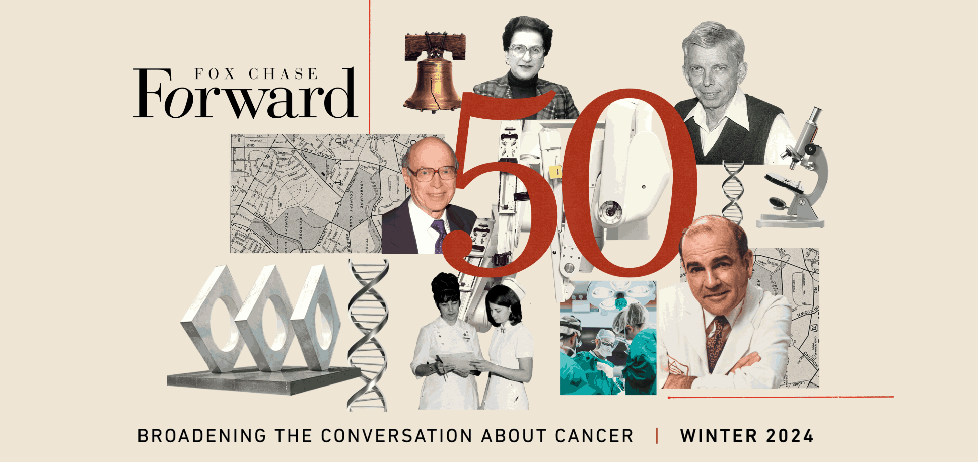 Fox Forward 50th Anniversary Banner and conversations about cancer click to read