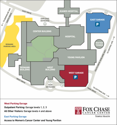 Parking lot for Fox Chase Cancer Center
