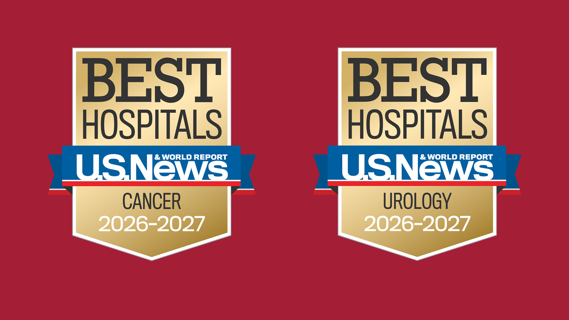 U.S. News & World Report Best Hospitals 2026-2027 Badges for Cancer and Urology