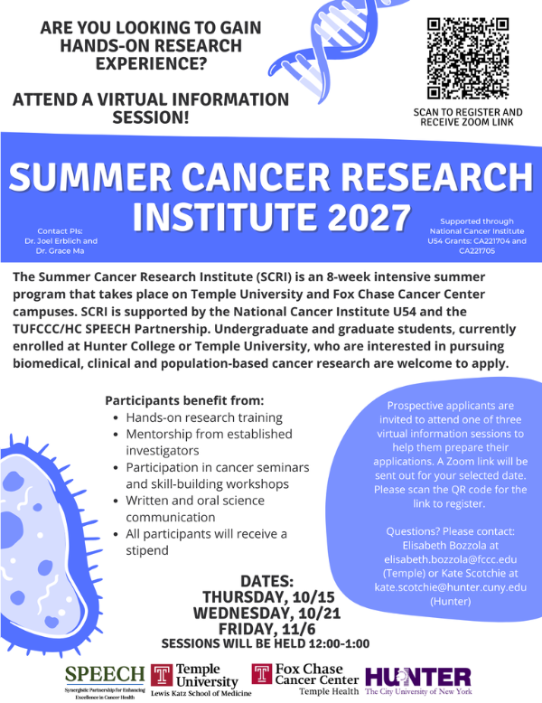 Summer Cancer Research Institute 2027 graphic
