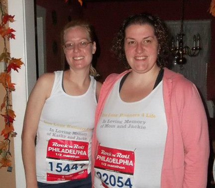 Christin and her friend before her first marathon.
