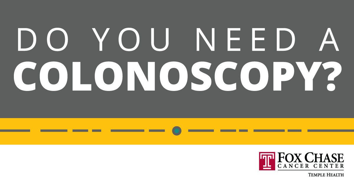 A grey box that says "Do you need a colonoscopy?" in big bold letters, with a yellow bar at the bottom.