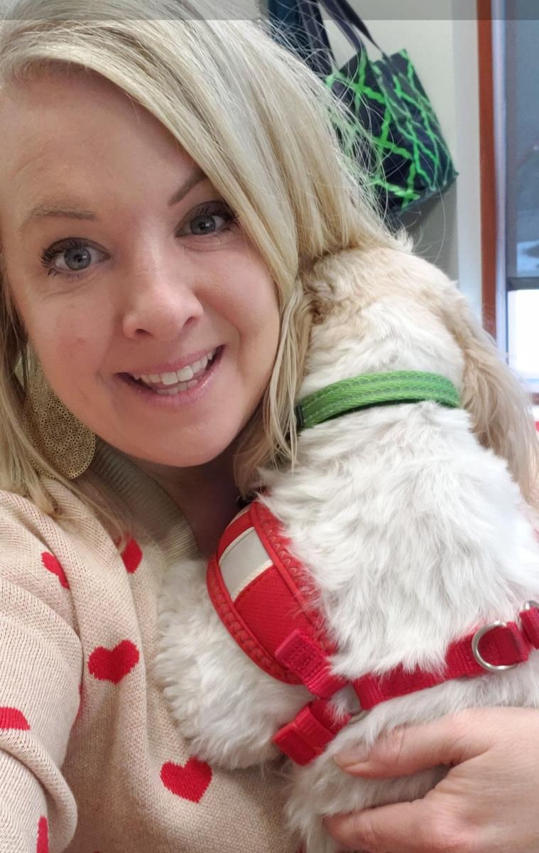 Alexandrea Amerine with her dog.