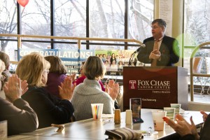 Senior Vice President, J. Robert Beck, MD, spoke at the special tea to recognize the Magnet re-designation on Wednesday, December 11, 2013 at Fox Chase Cancer Center.