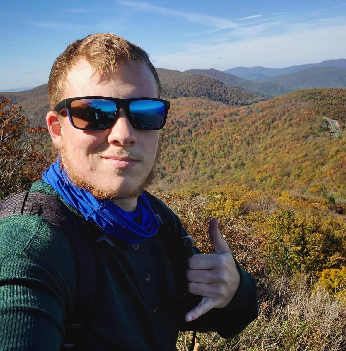 Chase Chait hiking in Shenandoah, Virginia.