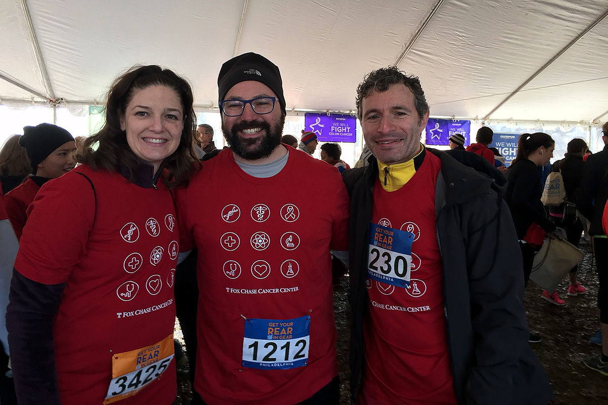 Fox Chase Drs. Crystal Denlinger, Jeff Farma, and Josh Meyers at the 2015 Get Your Rear in Gear.