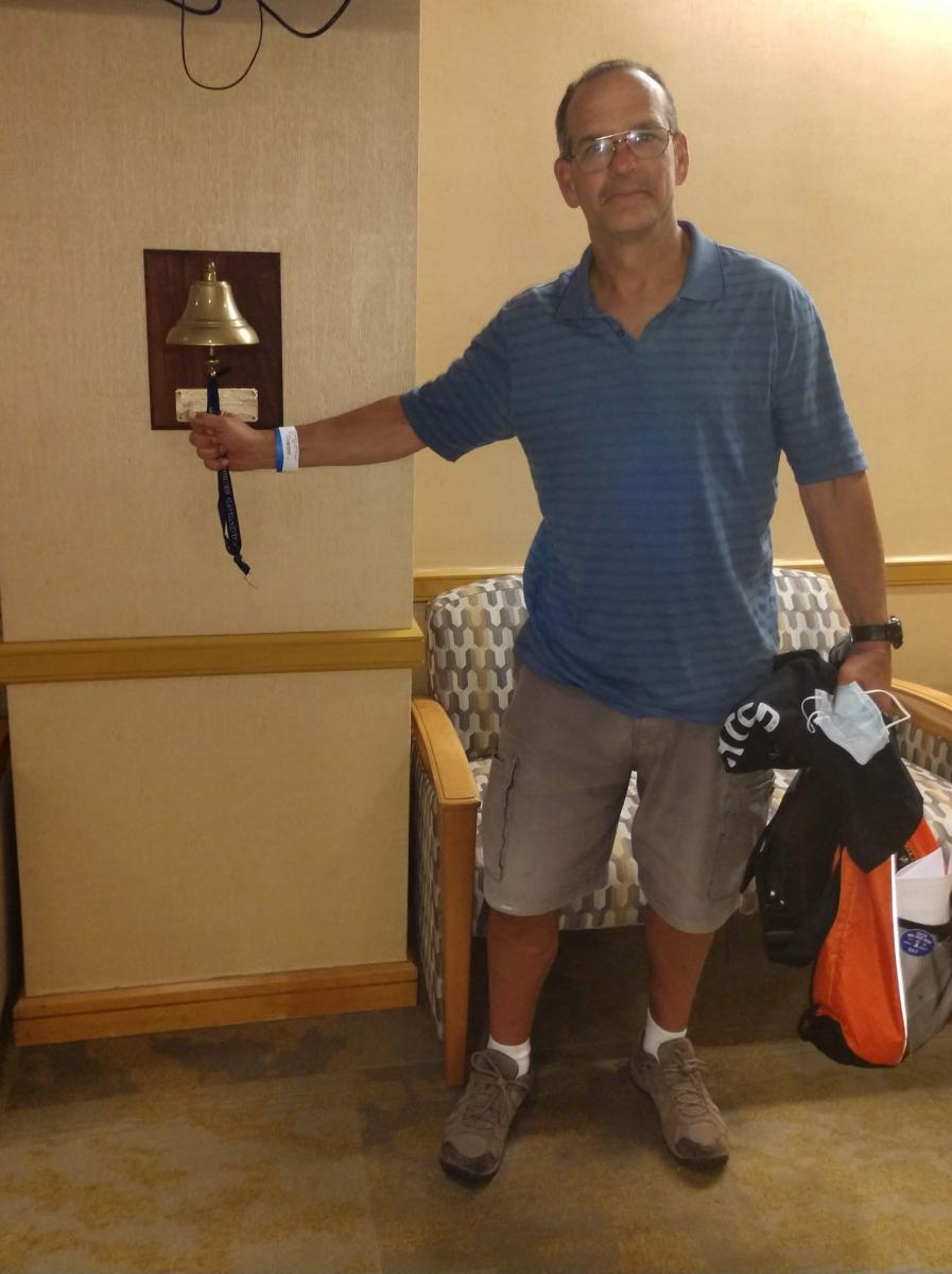 Robert ringing the bell after his final chemotherapy treatment!