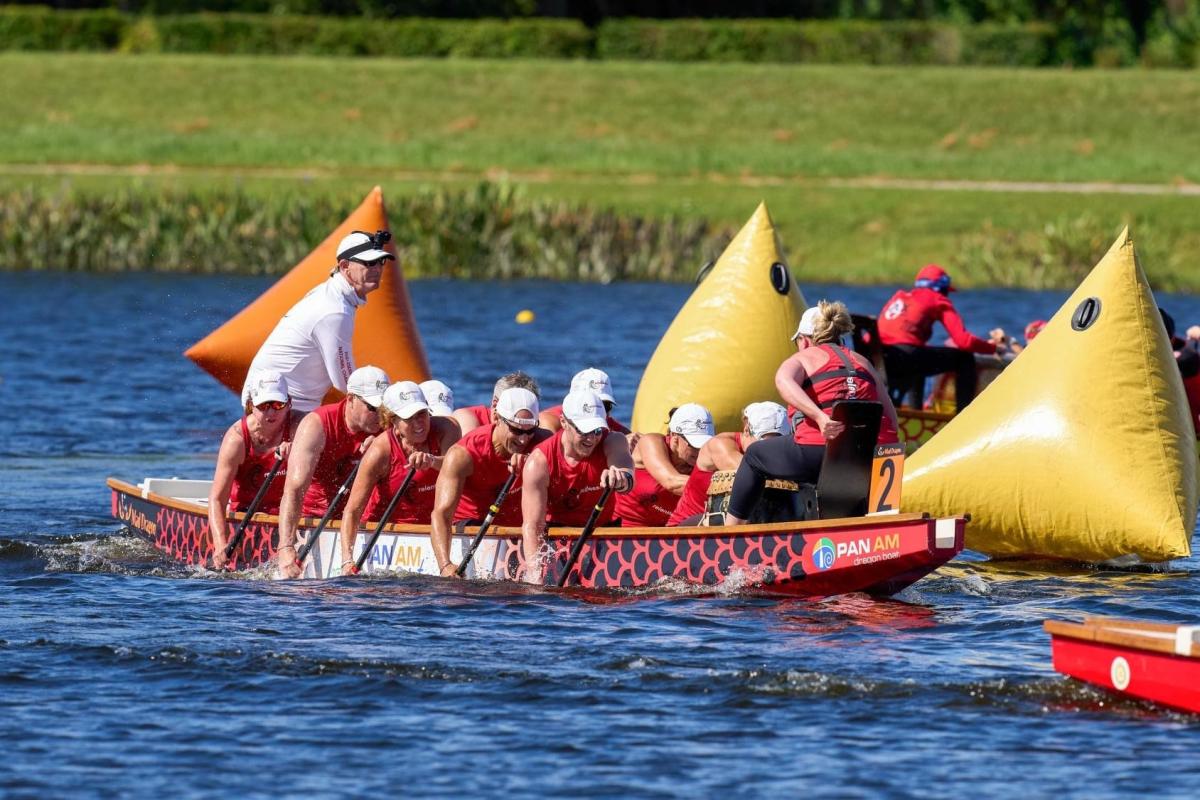 Alisa dragon-boat paddling.