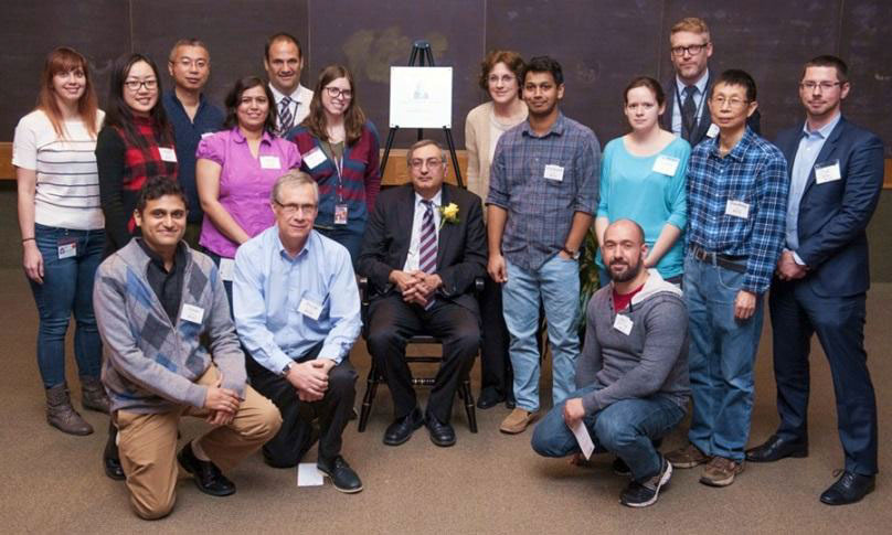 Front, Varun Prabhu, Dave Dicker and Paulo Del Valle. Middle row, Liz Hernandez Borrero, Shuai Zhao, Amriti Lulla, Marie Baumeister, Wafik El-Deiry (seated), Prashanth Gokare, Jessica Wagner, Xiaobing Tian and Joshua Allen. Back row, Shengliang Zhang, Phillip Abbosh, Tali Lev and Niklas Finnberg. Not pictured Lanlan Zhou, Safoora Deihimi, Junaid Abdulghani, Leah Kline, Elizabeth Matthew and Alison Conn.