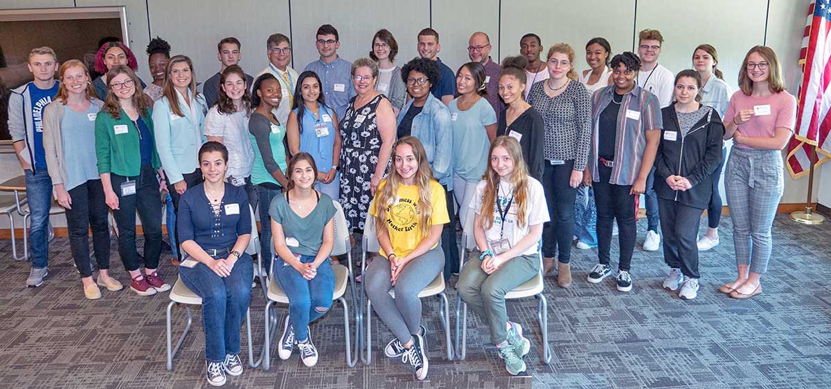 2019 Summer Research Fellows. (Center: Professor Eileen Jaffe, program director.)
