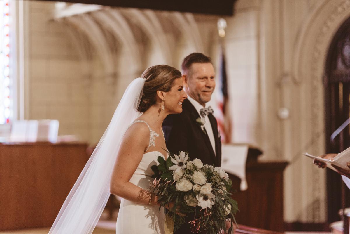 Tom, walking his daughter Rachel down the aisle 