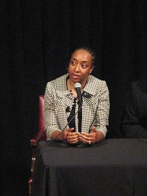 Fox Chase health disparities researcher Camille Ragin, PhD, answers questions about being a scientist of color at a panel discussion at the Franklin Institute on March 23, 2012.