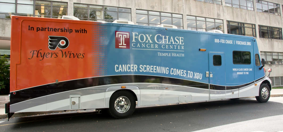 In partnership with the Flyers Wives, the Fox Chase Cancer Center Mobile Screening Unit (MSU) brings cancer screening to our communities. The MSU is the only one of its kind associated with an NCI Comprehensive Cancer Center in the Delaware Valley.