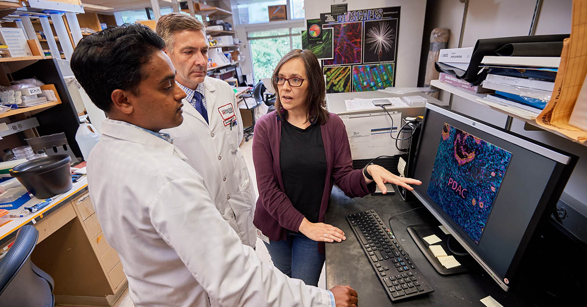 Co-directors (pictured left to right) and Sanjay Reddy, MD, FACS, Igor Atsaturov, MD, PhD, and  Edna Cukierman, PhD.