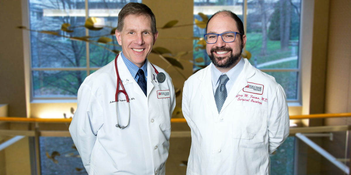 Anthony J. Olszanski, MD, RPh (left) and Jeffrey M. Farma, MD, FACS serve as co-directors of Fox Chase Cancer Center’s Melanoma and Skin Cancer Program.