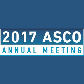 A dark cerulean logo with "2017 ASCO Annual Meeting" written in white.