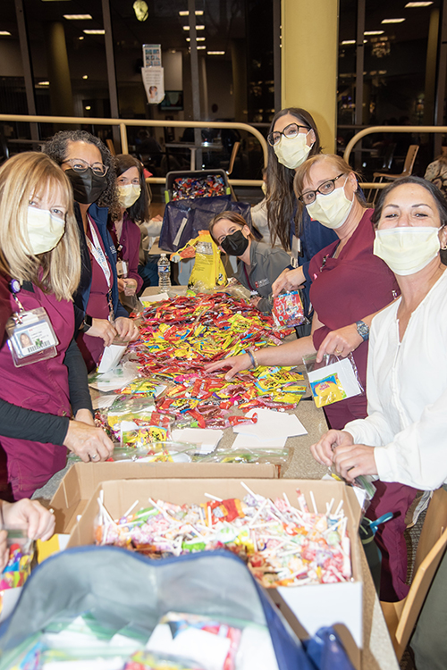 Nurses with a lot of candy