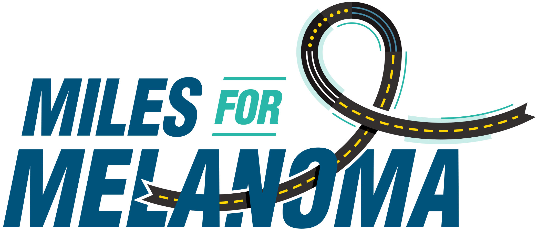 Miles for Melanoma, an illustration of asphalt and typography