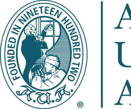 The teal logo for the American Urological Association, an oval with line art inside and the words "Founded in 1902" around it.