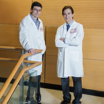 Alfonso Bellacosa, MD, PhD, a Professor at Fox Chase, and Joseph Testa, PhD, Professor and Carol & Ken Weg Chair in Human Genetics at Fox Chase.