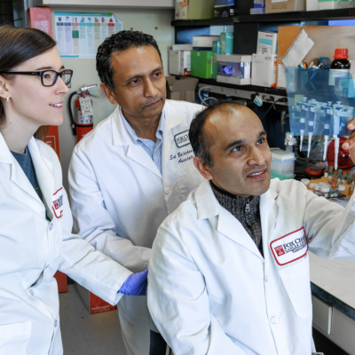 Examining Specimen at Fox Chase Hospital