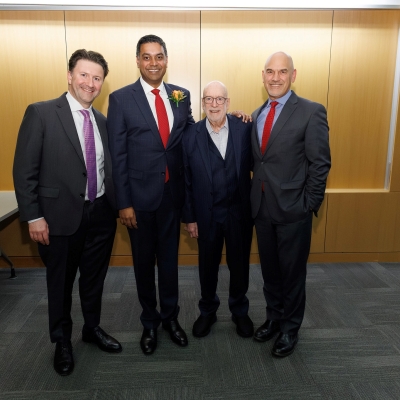 Jay Simhan, MD, FACS, installed as the inaugural Carol and Louis Della Penna Chair in Urologic Cancer Survivorship.