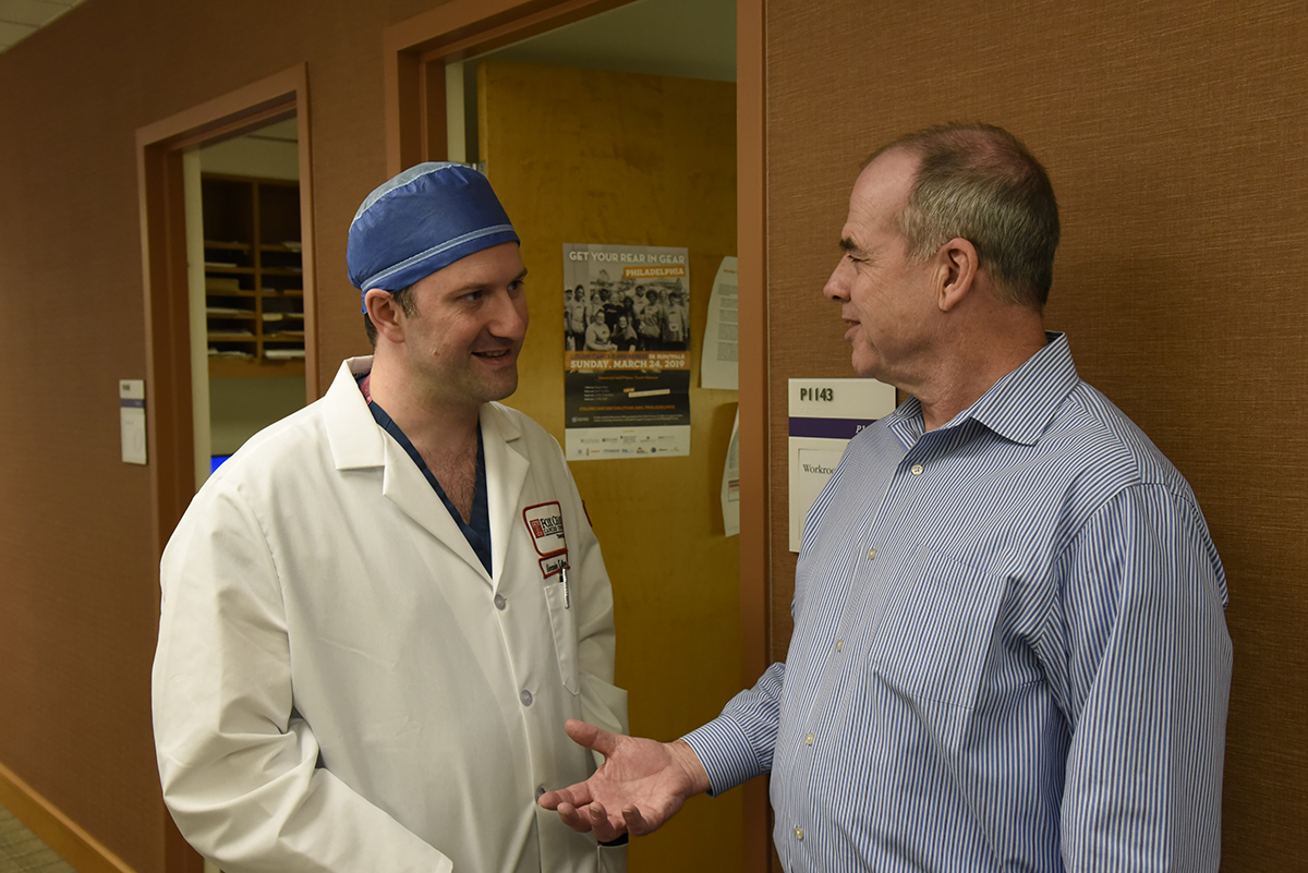 Tom with Dr. Kutikov, Chief, Division of Urology and Urologic Oncology at Fox Chase Cancer Center